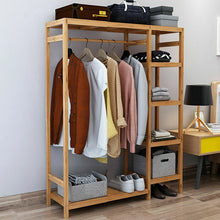 Load image into Gallery viewer, Bamboo Garment Hanging Stand Shoe Rack Display Storage Shelf Portable Closet
