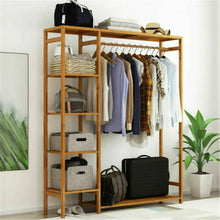 Load image into Gallery viewer, Bamboo Garment Hanging Stand Shoe Rack Display Storage Shelf Portable Closet
