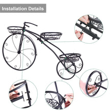 Load image into Gallery viewer, Bicycle Shape Plant Stand Wrought Iron Tricycle Planter Home Garden Patio Decor

