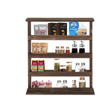 Load image into Gallery viewer, Vintage Wooden 4-Tier Spice Rack Wall Hanging Shelf Kitchen Storage Jars Stand
