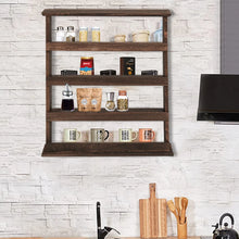 Load image into Gallery viewer, Vintage Wooden 4-Tier Spice Rack Wall Hanging Shelf Kitchen Storage Jars Stand
