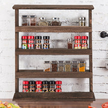 Load image into Gallery viewer, Vintage Wooden 4-Tier Spice Rack Wall Hanging Shelf Kitchen Storage Jars Stand
