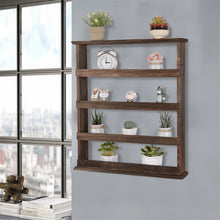 Load image into Gallery viewer, Vintage Wooden 4-Tier Spice Rack Wall Hanging Shelf Kitchen Storage Jars Stand
