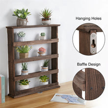 Load image into Gallery viewer, Vintage Wooden 4-Tier Spice Rack Wall Hanging Shelf Kitchen Storage Jars Stand
