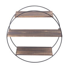 Load image into Gallery viewer, Heavy 3 Tier Decorative Geometric Circle Metal Floating Shelves Rustic Brown
