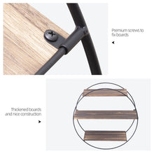 Load image into Gallery viewer, Heavy 3 Tier Decorative Geometric Circle Metal Floating Shelves Rustic Brown
