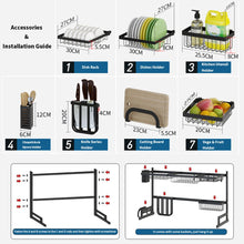 Load image into Gallery viewer, Large Over Sink Dish Drying Rack Stainless Steel Kitchen Supplies Storage Shelf
