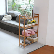 Load image into Gallery viewer, Adjustable Bathroom Kitchen Storage Bamboo 4 Shelves Floor Height Flower Stand
