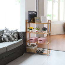 Load image into Gallery viewer, Adjustable Bathroom Kitchen Storage Bamboo 4 Shelves Floor Height Flower Stand
