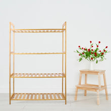 Load image into Gallery viewer, Adjustable Bathroom Kitchen Storage Bamboo 4 Shelves Floor Height Flower Stand
