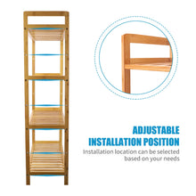 Load image into Gallery viewer, Adjustable Bathroom Kitchen Storage Bamboo 4 Shelves Floor Height Flower Stand
