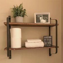 Load image into Gallery viewer, Wall Floating Shelving Unit Living Room Shelf with Dual Layers and Metal Bracket
