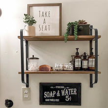 Load image into Gallery viewer, Wall Floating Shelving Unit Living Room Shelf with Dual Layers and Metal Bracket
