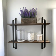 Load image into Gallery viewer, Wall Floating Shelving Unit Living Room Shelf with Dual Layers and Metal Bracket
