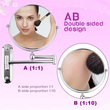 Load image into Gallery viewer, 10x Magnifying Wall Mounted Makeup Bathroom Mirror Adjustable Height Double-Side
