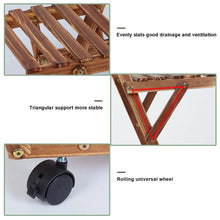 Load image into Gallery viewer, Indoor Outdoor Plant Stand Flower Pot Holder Rack Wood Shelf Wheels Heavy Duty
