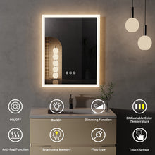 Load image into Gallery viewer, 16"x20" Led Lighted Bathroom Mirror Dimmable Wall Vanity Mirror Backlit
