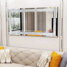 Load image into Gallery viewer, 47 x24 Crystal Crush Diamond Wall Mirror Silver Mirror Gorgeous Rectangle Mirror
