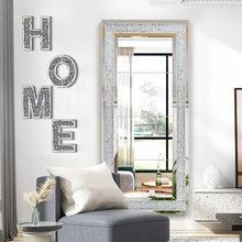 Load image into Gallery viewer, 47 x24 Crystal Crush Diamond Wall Mirror Silver Mirror Gorgeous Rectangle Mirror
