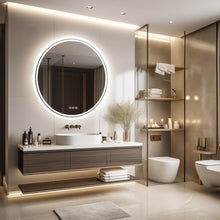 Load image into Gallery viewer, Smart LED Backlit Bathroom Round Mirror with Lights Anti-Fog Dimmable Memory
