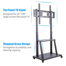 Load image into Gallery viewer, TV Mobile Flat-Panel Floor Stand Cart Height Adjustable LCD- 32’’- 100’’ Monitor
