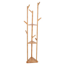 Load image into Gallery viewer, Sturdy Natural Bamboo Tree Garment Clothes Coat Hat Hanger Stand Rack w/ Shelves
