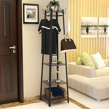 Load image into Gallery viewer, Extra Large Hall Trees Coat Hat Rack Storage 4 Shelves Garment Hanger Wood Metal
