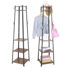 Load image into Gallery viewer, Extra Large Hall Trees Coat Hat Rack Storage 4 Shelves Garment Hanger Wood Metal
