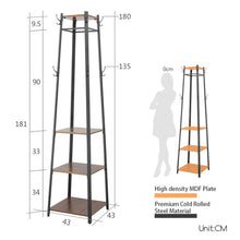 Load image into Gallery viewer, Extra Large Hall Trees Coat Hat Rack Storage 4 Shelves Garment Hanger Wood Metal
