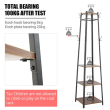 Load image into Gallery viewer, Extra Large Hall Trees Coat Hat Rack Storage 4 Shelves Garment Hanger Wood Metal
