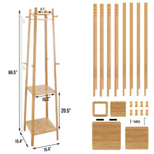 Load image into Gallery viewer, Coat Rack Enterway Clothes Stand 3 Tier Storage Shelves Hall Trees with 8 Hooks
