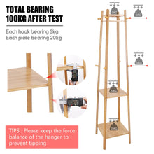 Load image into Gallery viewer, Coat Rack Enterway Clothes Stand 3 Tier Storage Shelves Hall Trees with 8 Hooks
