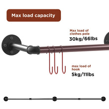 Load image into Gallery viewer, Heavy Duty Hanging Clothes Rack Wall Mounted Hanging Rod Detachable Load 66 lbs
