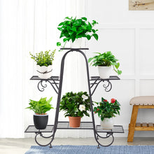 Load image into Gallery viewer, Multi tier Metal Flower Rack Shelf Plant Stand Step Design Indoor Outdoor Garden
