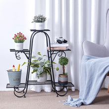 Load image into Gallery viewer, Multi tier Metal Flower Rack Shelf Plant Stand Step Design Indoor Outdoor Garden
