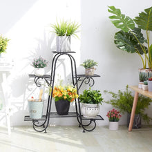 Load image into Gallery viewer, Multi tier Metal Flower Rack Shelf Plant Stand Step Design Indoor Outdoor Garden
