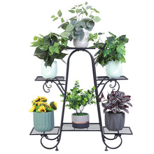 Load image into Gallery viewer, Multi tier Metal Flower Rack Shelf Plant Stand Step Design Indoor Outdoor Garden
