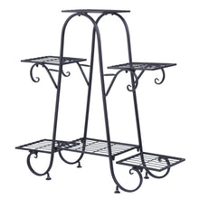 Load image into Gallery viewer, Multi tier Metal Flower Rack Shelf Plant Stand Step Design Indoor Outdoor Garden

