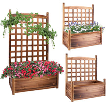 Load image into Gallery viewer, Planter Box with Trellis Solid Wood Outdoor Plant Overhead Free Standing Grow
