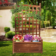 Load image into Gallery viewer, Planter Box with Trellis Solid Wood Outdoor Plant Overhead Free Standing Grow
