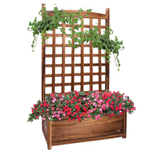 Load image into Gallery viewer, Planter Box with Trellis Solid Wood Outdoor Plant Overhead Free Standing Grow
