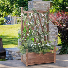 Load image into Gallery viewer, Rectangular Solid Wood Garden Raised Bed Tall with Trellis Flower Raised Bed Pot

