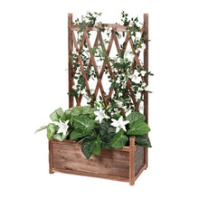 Load image into Gallery viewer, Rectangular Solid Wood Garden Raised Bed Tall with Trellis Flower Raised Bed Pot
