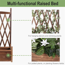 Load image into Gallery viewer, Rectangular Solid Wood Garden Raised Bed Tall with Trellis Flower Raised Bed Pot
