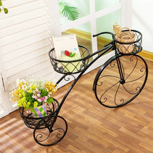 Load image into Gallery viewer, Metal Plant Stand Bicycle Shape Vintage Style Garden Flower Pot Display Outdoor
