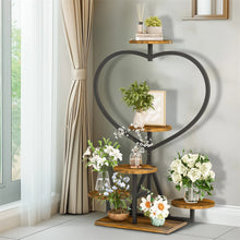 Load image into Gallery viewer, Heavy Duty Square Pipe Plant Stand Heart 5-tier Flower Rack Display Shelves Wood
