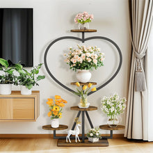 Load image into Gallery viewer, Heavy Duty Square Pipe Plant Stand Heart 5-tier Flower Rack Display Shelves Wood
