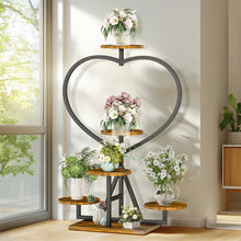 Load image into Gallery viewer, Heavy Duty Square Pipe Plant Stand Heart 5-tier Flower Rack Display Shelves Wood
