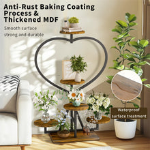 Load image into Gallery viewer, Heavy Duty Square Pipe Plant Stand Heart 5-tier Flower Rack Display Shelves Wood
