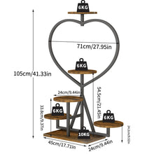 Load image into Gallery viewer, Heavy Duty Square Pipe Plant Stand Heart 5-tier Flower Rack Display Shelves Wood

